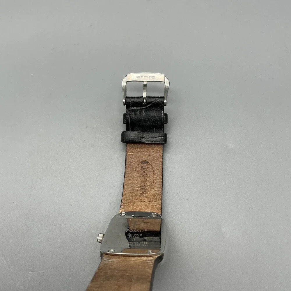 Fossil F2 ES-9719 Womens Watch 25mm MOP Dial Black Leather New Battery